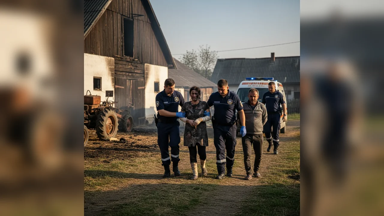 Femeie rănită grav într-un incendiu provocat la o fermă dezafectată din Necopoi, județul Satu Mare