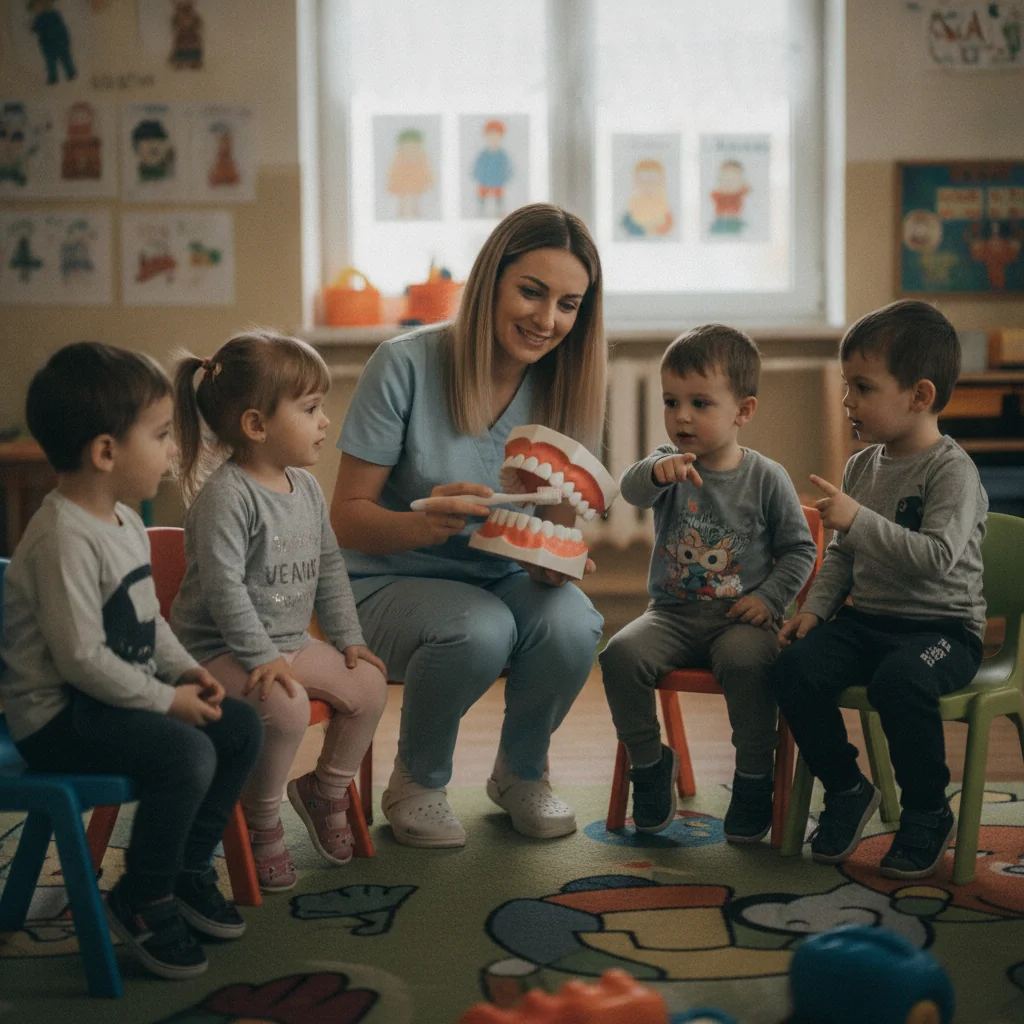 Satu Mare: lecție de igienă dentară pentru copiii de la Voinicelul